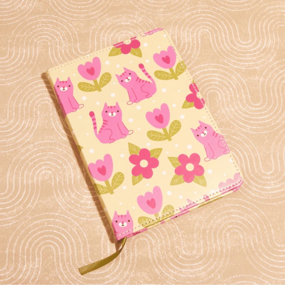 Pink “Paws and Reflect” Cat Patterned Notebook - Picture 3 of 13